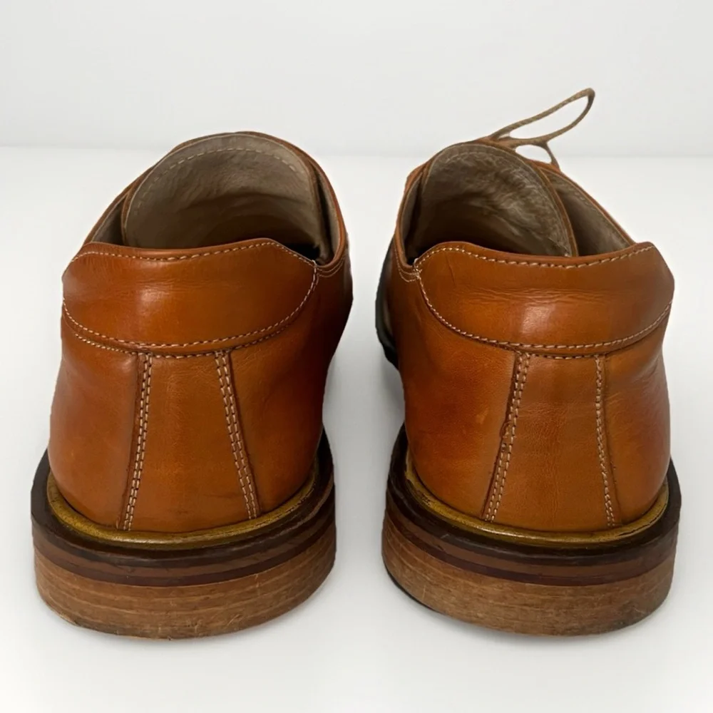 Pignataro‎ Men's Leather Square-Toe Vintage Derby Shoes Sz 44 (10.5-11US) Cognac
